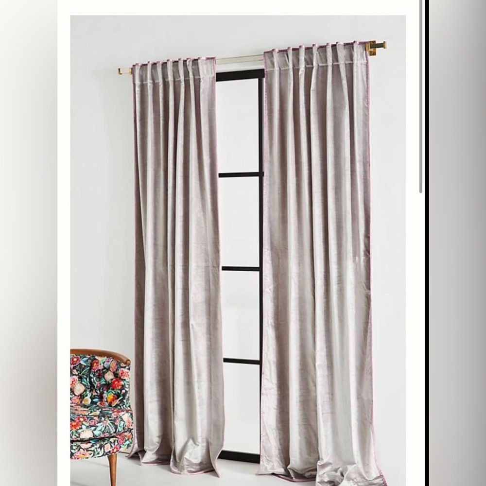 Set of 2 Anthropologie light purple velvet curtains